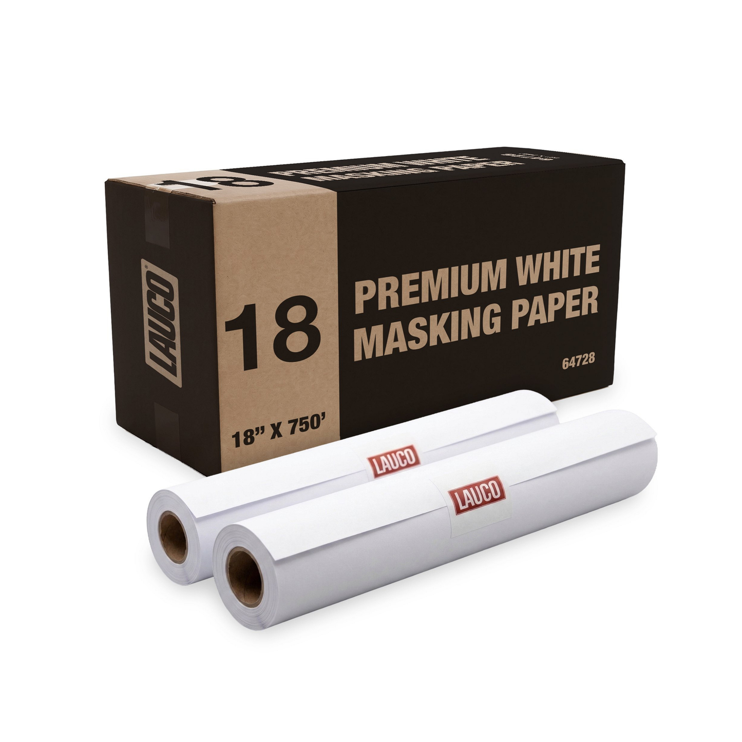 LAUCO Premium White Masking Paper L64728 – 18 inch x 750 ft roll, 2SL format.