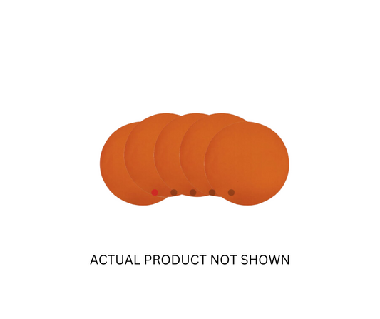 Each orange LAUCO 6-inch ceramic PSA sanding discs, 220 grit, displayed with packaging and individual discs.