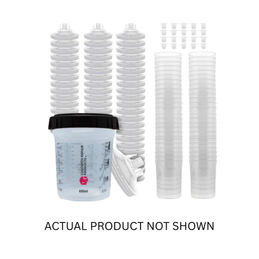 MGD-2400 650ML Liner Cup and Lid, a high-quality disposable paint cup system designed for efficient mixing, spraying, and storage of automotive coatings, ensuring leak-proof performance and easy cleanup.