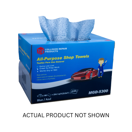 MGD.5300 All-Purpose Shop Towels, a high-performance, extra low-lint cleaning towel designed for efficient surface preparation, spill cleanup, and general-purpose wiping, ensuring maximum absorption and streak-free results.