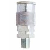 MI 1834 1/4 Inch MNPT 3/8 Inch Body H-Style Coupler, durable steel pneumatic fitting designed for high air flow applications in automotive, industrial, and manufacturing environments.