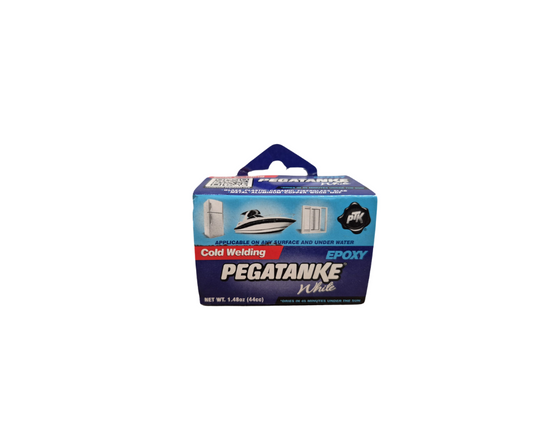 PEGATANKE Epoxy White – high-performance cold welding adhesive in a 1.48 OZ container, designed for invisible bonding on metal, plastic, wood, and glass.