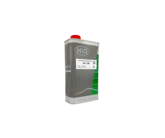 PP-100 Plastic Primer HiQ (1 Liter), designed for automotive, industrial, and refinishing applications, ensuring fast drying, superior adhesion, and optimal bonding to thermoplastic polyolefin (TPO) and rigid plastics.