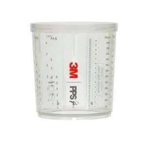 Transparent 3M PPS Series 2.0 standard hard cup with integrated mix ratios and 650 ml capacity, designed for use with 2.0 lids in automotive painting systems