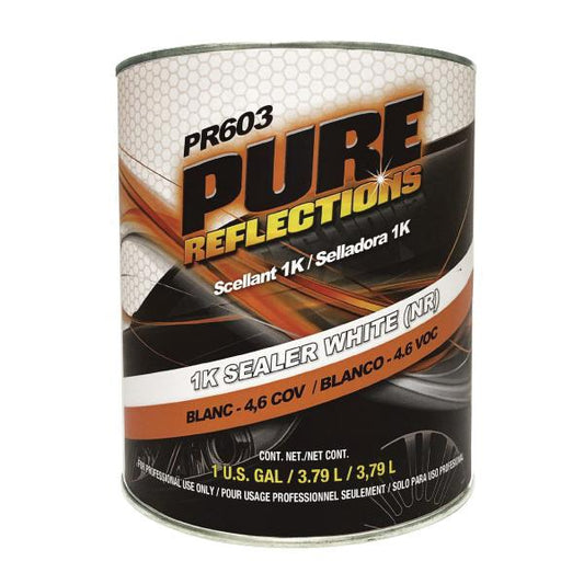 PR-PR603 1K Sealer White (1-Gallon), designed for automotive refinishing applications, ensuring excellent adhesion, uniform coverage, and fast drying for professional-grade results.