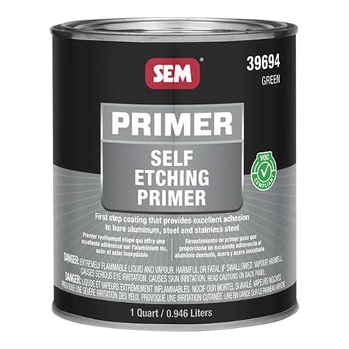 SEM 39694 Self Etching Primer, a high-performance first-step coating designed to provide excellent adhesion and corrosion resistance on bare steel, aluminum, and stainless steel, ensuring quick drying and superior bonding.