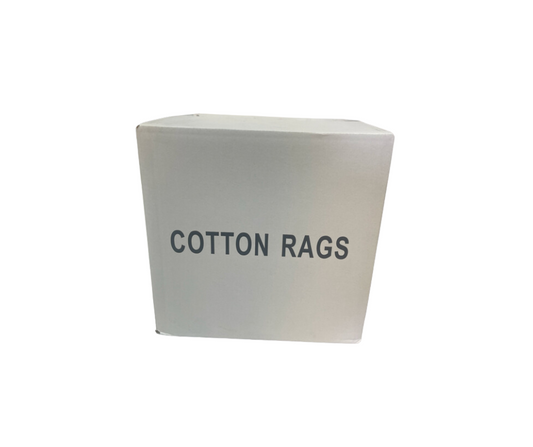 Shop Rags – 5 LB Box, containing high-quality, absorbent cotton rags for industrial, automotive, and general-purpose cleaning.