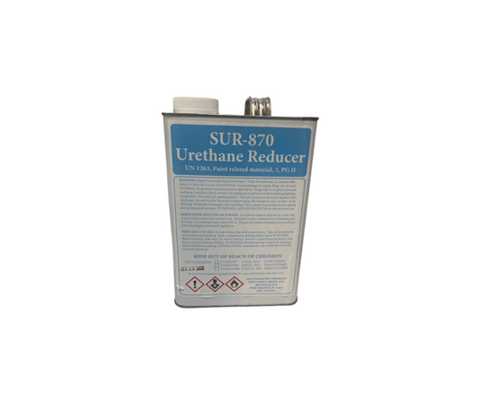 SUR-870 Fast Urethane Reducer (1-Gallon Container), a premium-quality paint thinner designed to enhance the flow and leveling of urethane-based coatings, ensuring smooth application and superior finish.