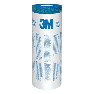 3M 34067 48-inch by 25-yard pre-taped painter’s plastic roll featuring ScotchBlue tape for clean, precise masking and paint protection.