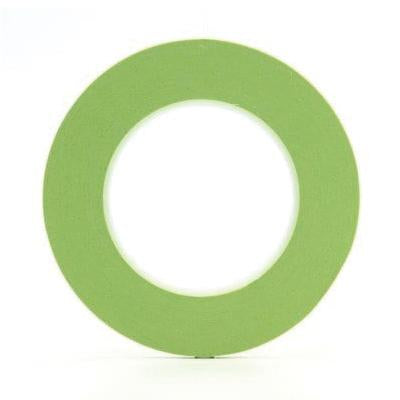 Roll of 3M 26344 green masking tape, 6mm wide and 55 meters long, displayed upright on a white background
