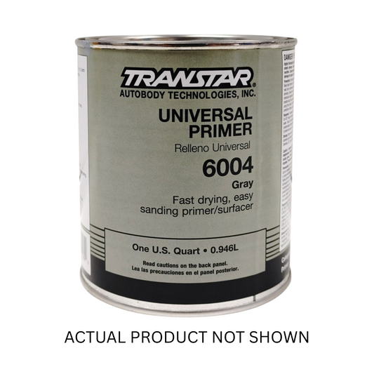 Transtar 6004 Universal Primer (Gray, 1 Quart), a fast-drying, easy-sanding primer surfacer designed for superior adhesion and filling properties, ensuring smooth application and strong color holdout.