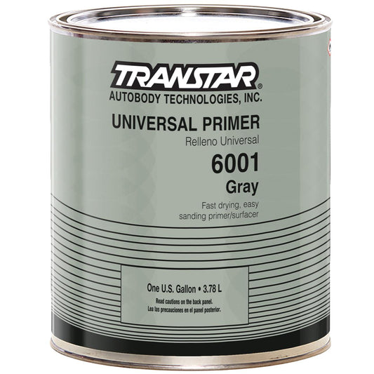 Transtar 6001 Universal Primer (Gray, 1 Gallon), a fast-drying, easy-sanding primer surfacer designed for superior adhesion and filling properties, ensuring smooth application and strong color holdout.