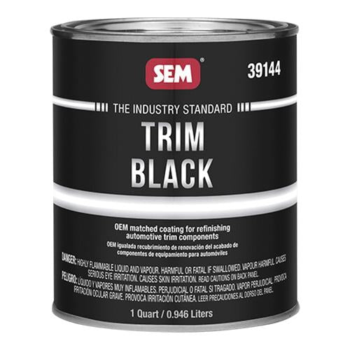 SEM-39144 Trim Black Aerosol (20 OZ), a high-performance refinishing solution restoring OEM finish on automotive trim components with excellent adhesion and durability.