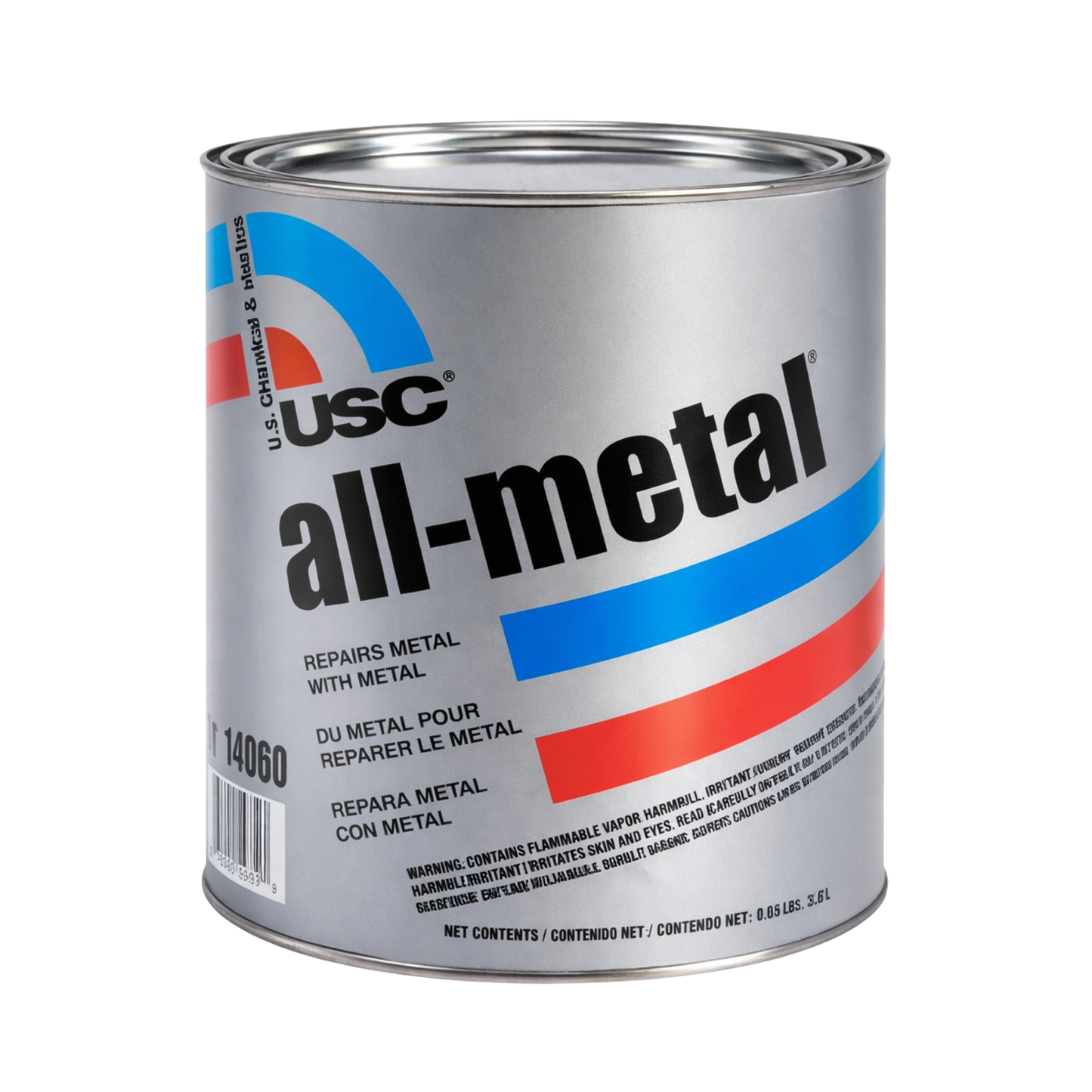 USC 14060 ALL METAL SPECIALTY BODY FILLER – METALLIC SILVER 1 QT CAN
