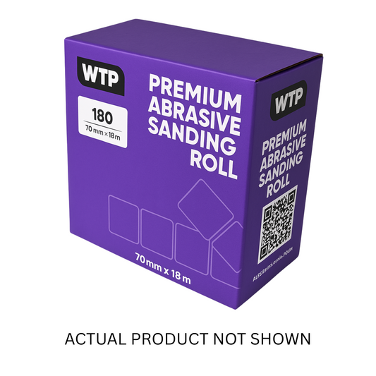 WTP Ceramic Film Sandpaper Roll (70mm x 18m), a high-performance abrasive solution designed for efficient sanding and surface preparation, ensuring secure adhesion and long-lasting durability.