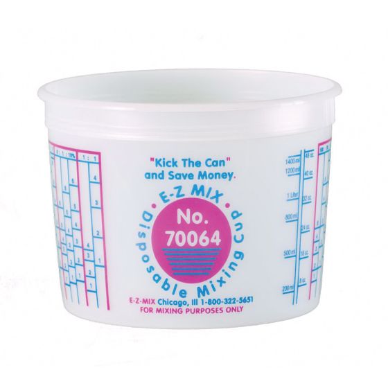 E-Z Mix 70064 Disposable Mixing Cup – 2 qt solvent-resistant container for automotive paint mixing.
