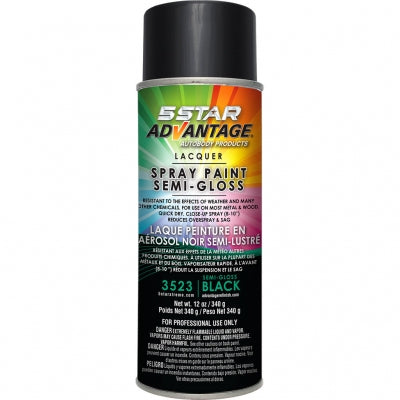 ADV-3523 Semi-Gloss Black Lacquer Spray provides a fast-drying, durable black finish for automotive, marine, and industrial surfaces.