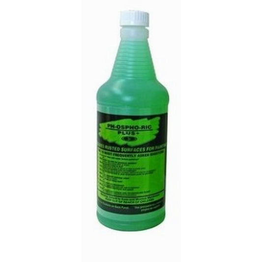 Auto Kare AUK.0902 Ph-Ospho-Ric Plus – 1-quart green bottle labeled “Pre-Paint Rust Conditioner,” designed to convert rust and prepare metal surfaces for painting.