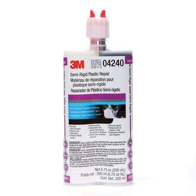 3M 04240 Semi-Rigid Plastic Repair – 200 mL dual-syringe cartridge containing fast-curing urethane adhesive for reinforcing and bonding automotive plastic components.