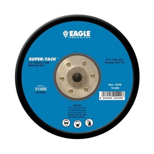 6-inch Velcro backing pad for Super-Tack discs, compatible with hook and loop systems