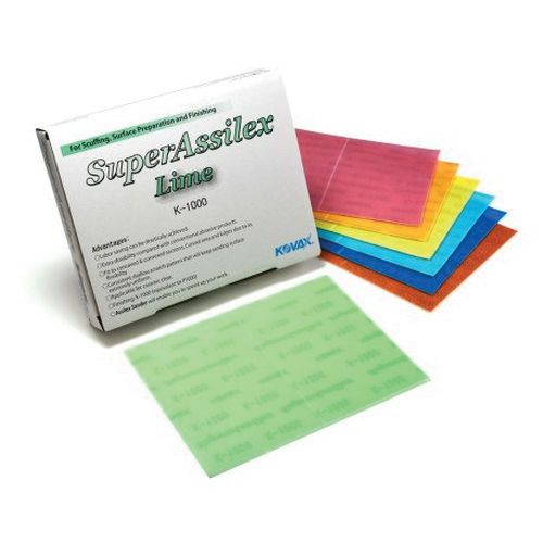 Kovax Super Assilex 191-2517 sanding sheets – brown K-240 grit, 130mm x 170mm, ultra-flexible abrasive sheets for automotive primer and filler sanding.