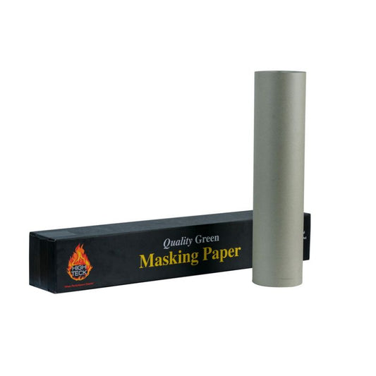 MP160G-36 High Teck Green Masking Paper – 36" x 600ft roll with black box packaging, labeled “Quality Green Masking Paper,” featuring lint-free and excellent hold-out properties.