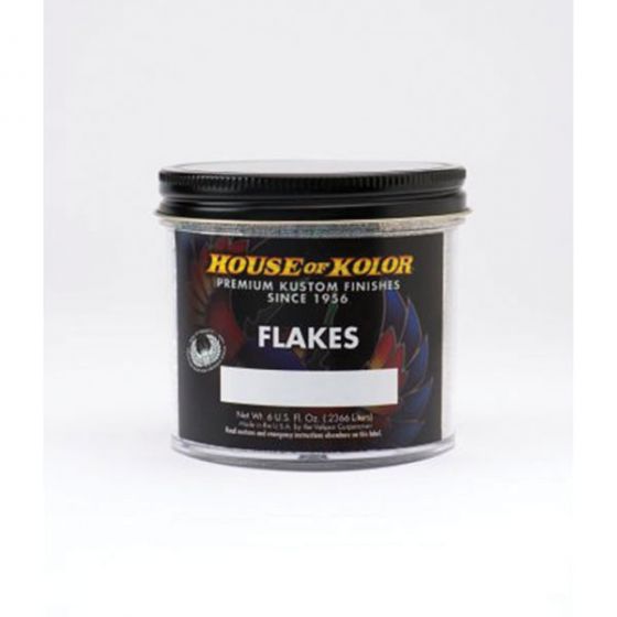 A 6 oz container of House of Kolor HOK F20-C01 Red Flake designed for custom automotive and marine paint applications.
