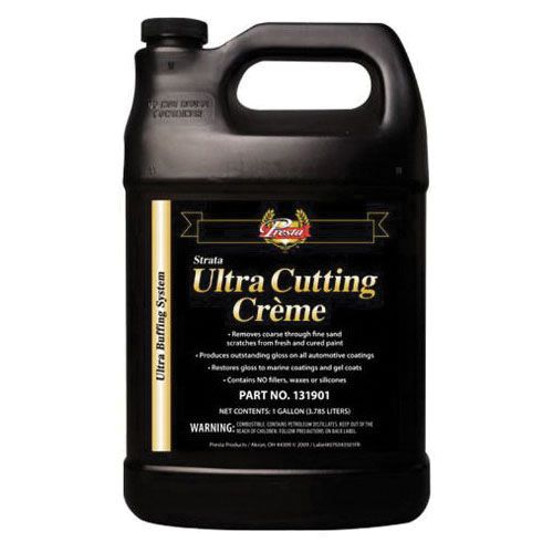 Presta 131901 Ultra Cutting Crème (1-Gallon), designed for automotive refinishing applications, ensuring efficient defect removal, moderate gloss enhancement, and easy cleanup for professional-grade results.