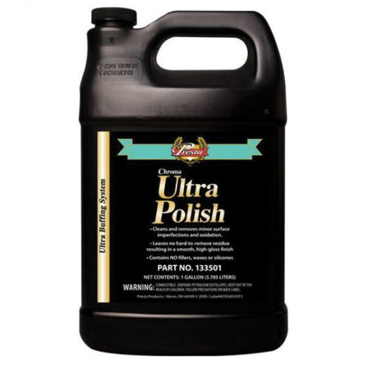 Presta 133501 Chroma Ultra Polish Green (1-Gallon), designed for automotive refinishing applications, ensuring a deep, high-gloss finish, smooth application, and long-lasting clarity for professional-grade results.