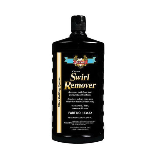 Presta 133632 Ultra Swirl Remover (1-Quart), designed for automotive refinishing applications, ensuring a deep, high-gloss finish, smooth application, and long-lasting clarity for professional-grade results.