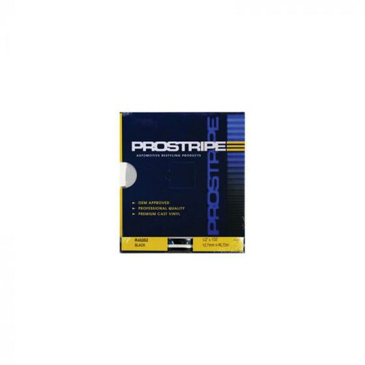 PRS-R43202-N Black Stripe Tape (1/2 in x 150 ft), designed for automotive refinishing applications, ensuring long-lasting adhesion, flexibility, and sharp striping for professional-grade results.