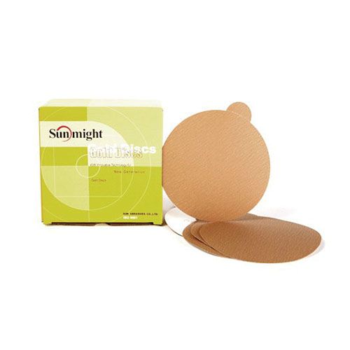 Sunmight SUN-2403 P40 Grit Gold Hook and Loop Sanding Disc (Each), a high-performance abrasive disc designed for aggressive sanding, grinding, and surface preparation, ensuring fast material removal and superior durability.