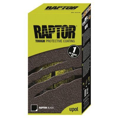 U-POL RAPTOR UP4804 2.6 VOC Tintable Kit (1 Quart Spray Bottle), a durable urethane coating designed for custom tinting and superior protection, ensuring scratch resistance, waterproofing, and UV protection.