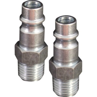 V-Style Hi-Flo 1/4-inch Male Plug, a high-performance pneumatic fitting designed for maximum airflow and efficient tool operation, ensuring secure connections and reliable performance.