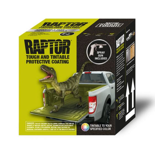 U-POL 0821G RAPTOR Tintable Truck Bed Liner Kit (1 Gallon), a durable urethane coating designed for custom tinting and superior protection, ensuring scratch resistance, waterproofing, and UV protection. Includes a spray gun for precise application.